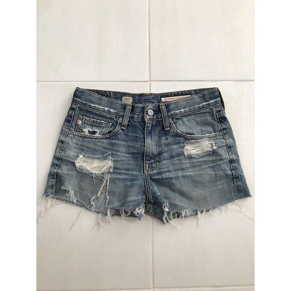 AG Adriano Goldschmied Shorts Ex Boyfriend Distressed Cut Off Denim - Picture 1 of 9